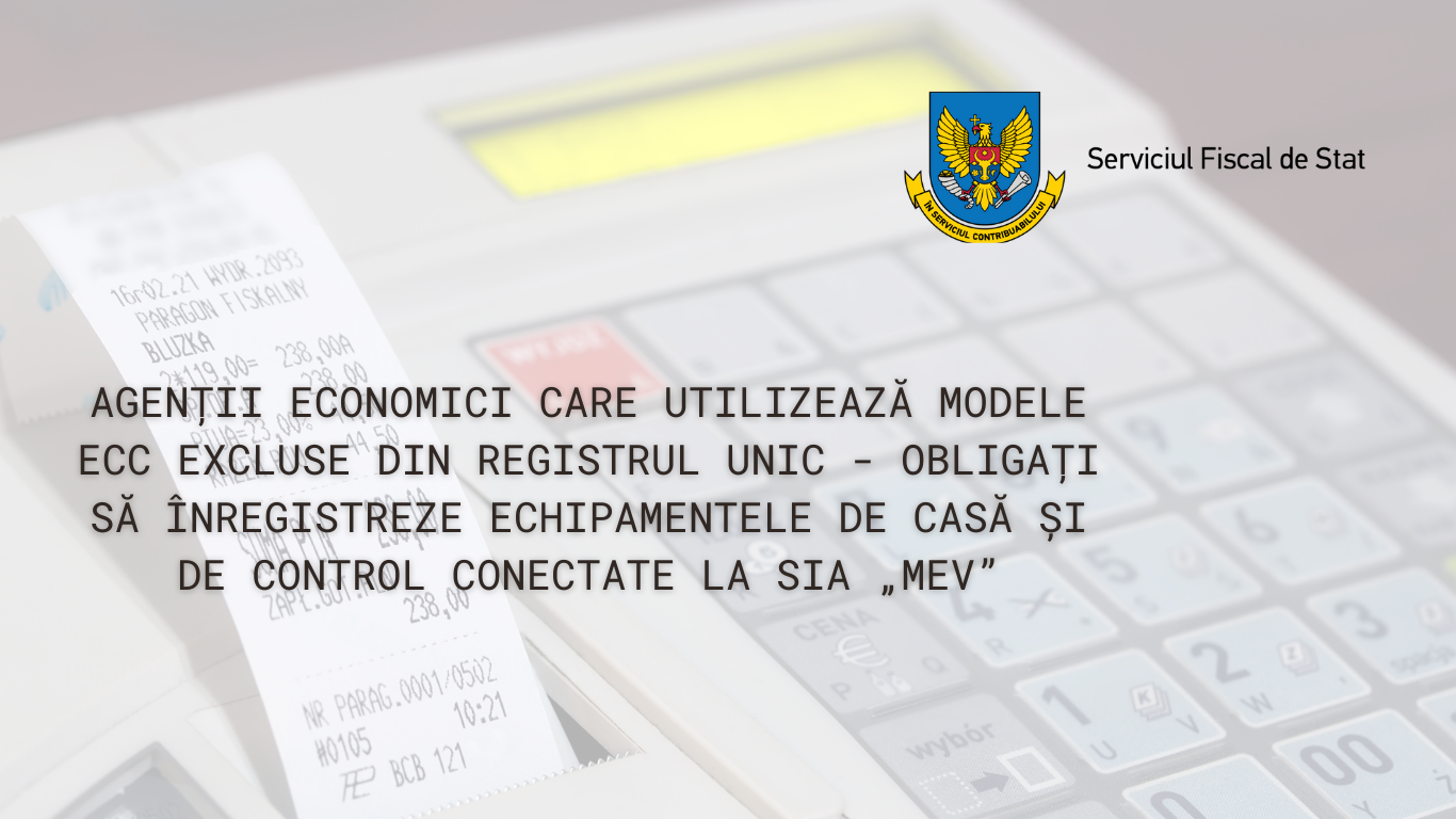 Agenții economici care utilizează modele ECC excluse din Registrul unic - obligați să înregistreze echipamentele de casă și de control conectate la SIA „MEV”