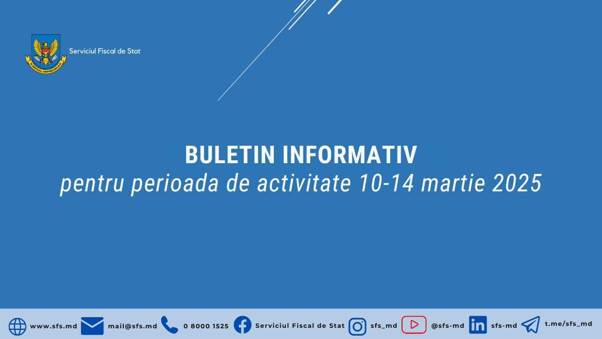 818 milioane lei încasate de către SFS la Bugetul public național în săptămâna precedentă