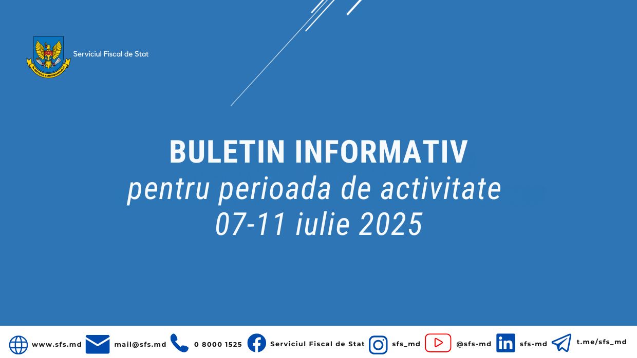 971,7 milioane lei încasați de către SFS la Bugetul public național în săptămâna precedentă