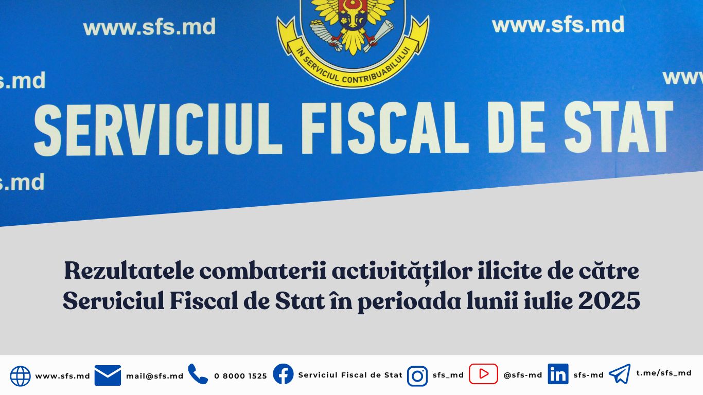 Rezultatele combaterii activităților ilicite de către Serviciul Fiscal de Stat în perioada lunii iulie 2025