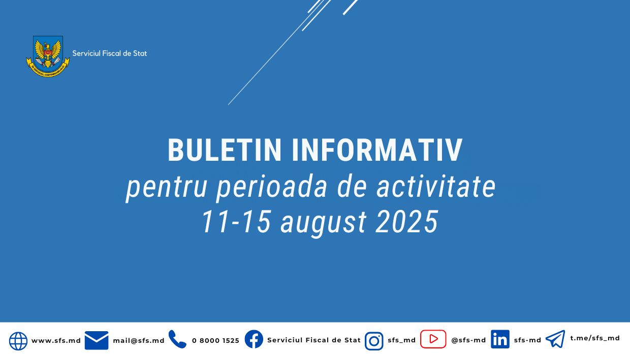 800,6 milioane lei încasate de către SFS la Bugetul public național în săptămâna precedentă