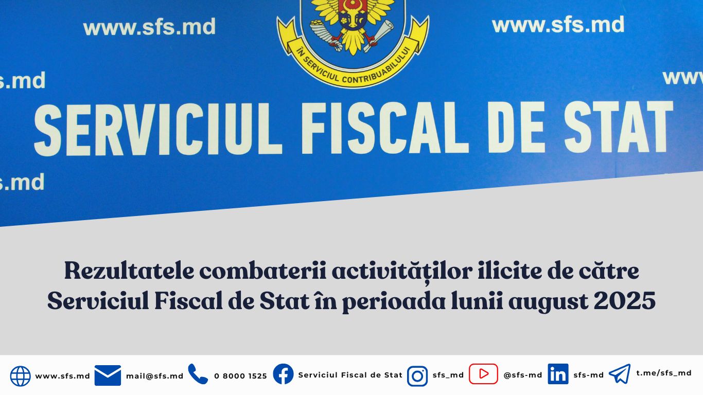 Rezultatele combaterii activităților ilicite de către Serviciul Fiscal de Stat în perioada lunii august 2025