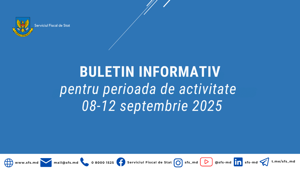 843,8 milioane lei încasate de către SFS la Bugetul public național în săptămâna precedentă