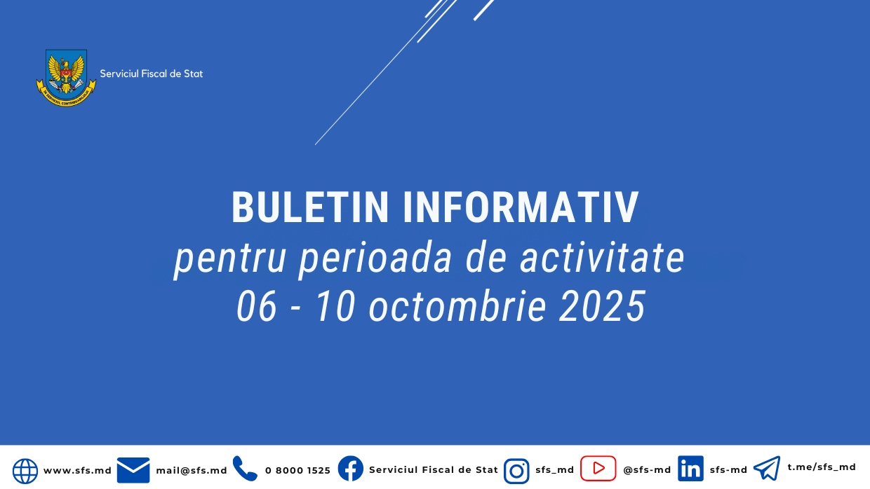 Serviciul Fiscal de Stat a încasat 1 miliard de lei la Bugetul public național în săptămâna precedentă